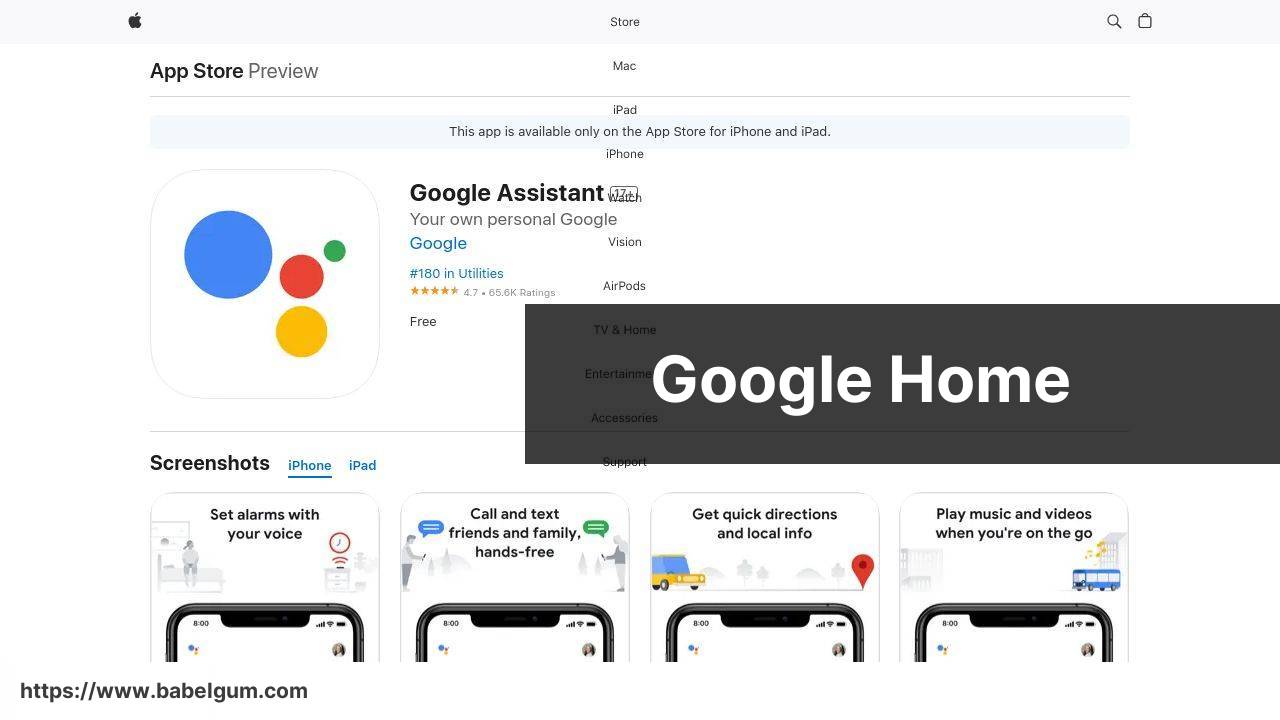 https://apps.apple.com/us/app/google-home/id1220976145 screenshot